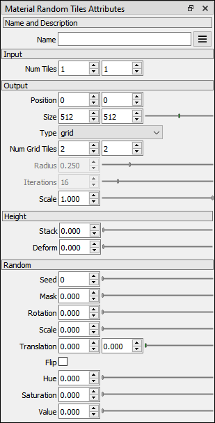 Material Random Tiles attributes